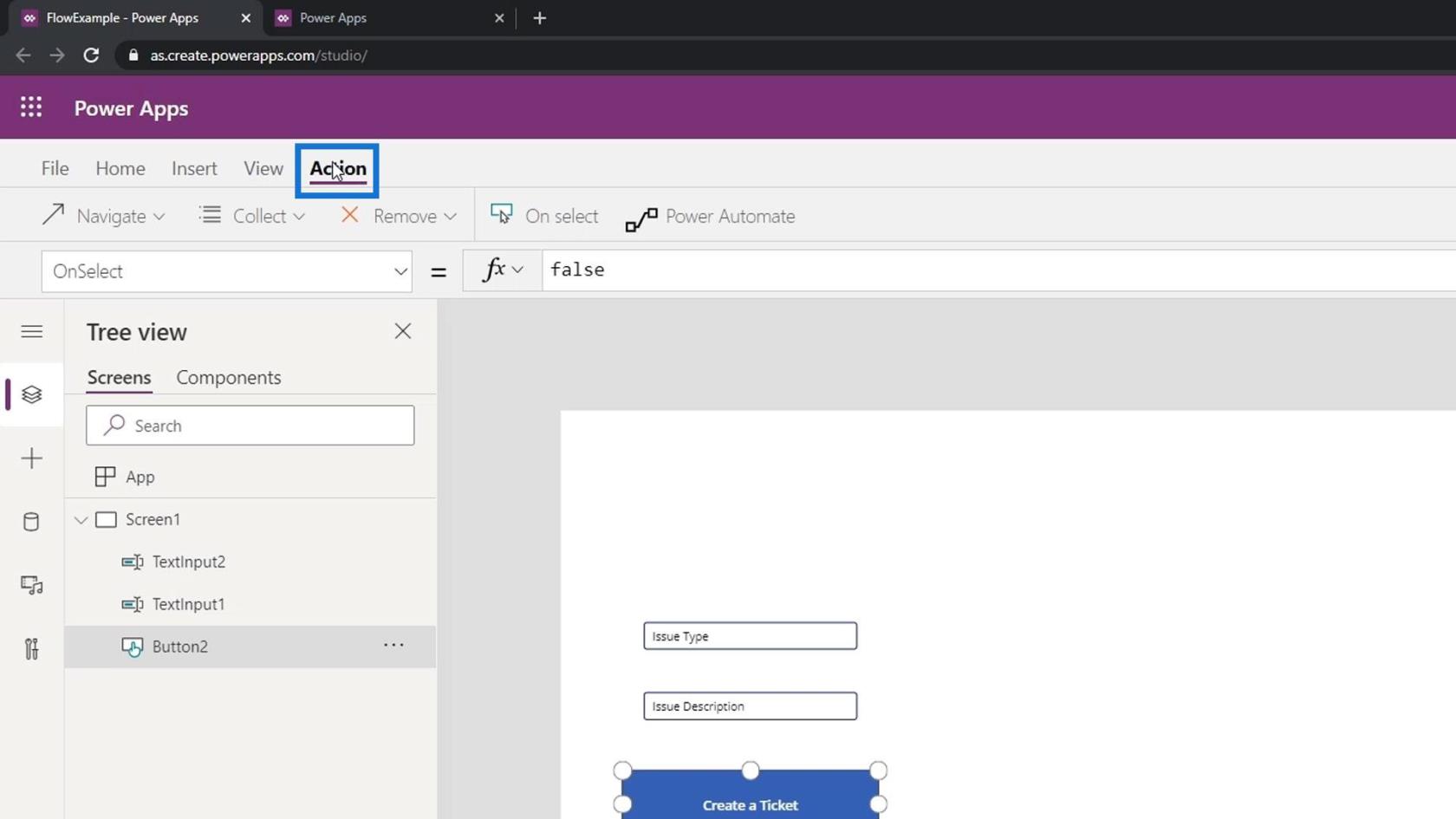 Microsoft Power Automate への PowerApps の統合