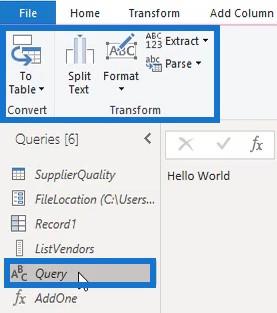 Power Query ツール、タブ、ユーザー インターフェイス