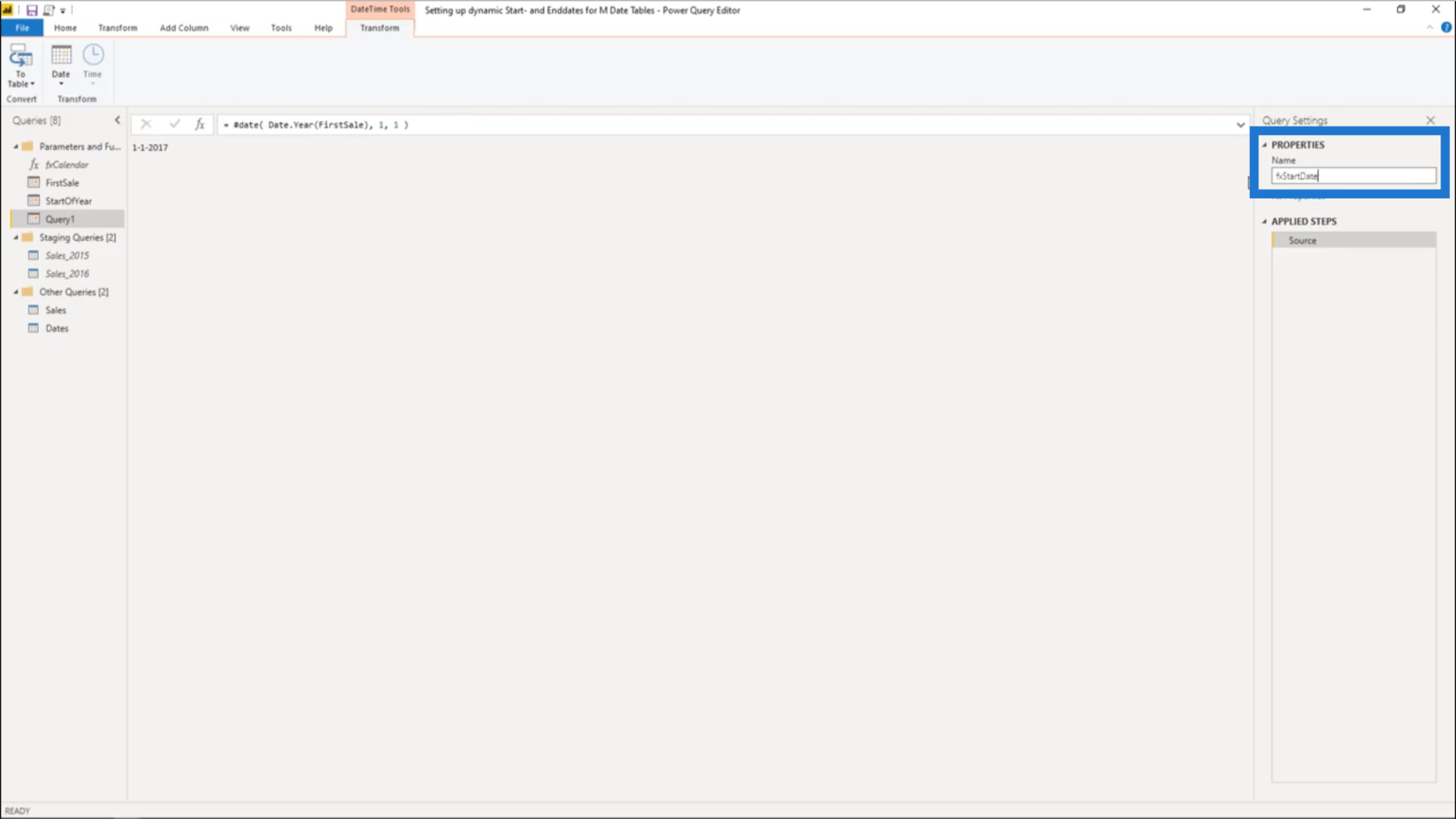 為 Power Query 日期表設置動態 StartDate 和 EndDate