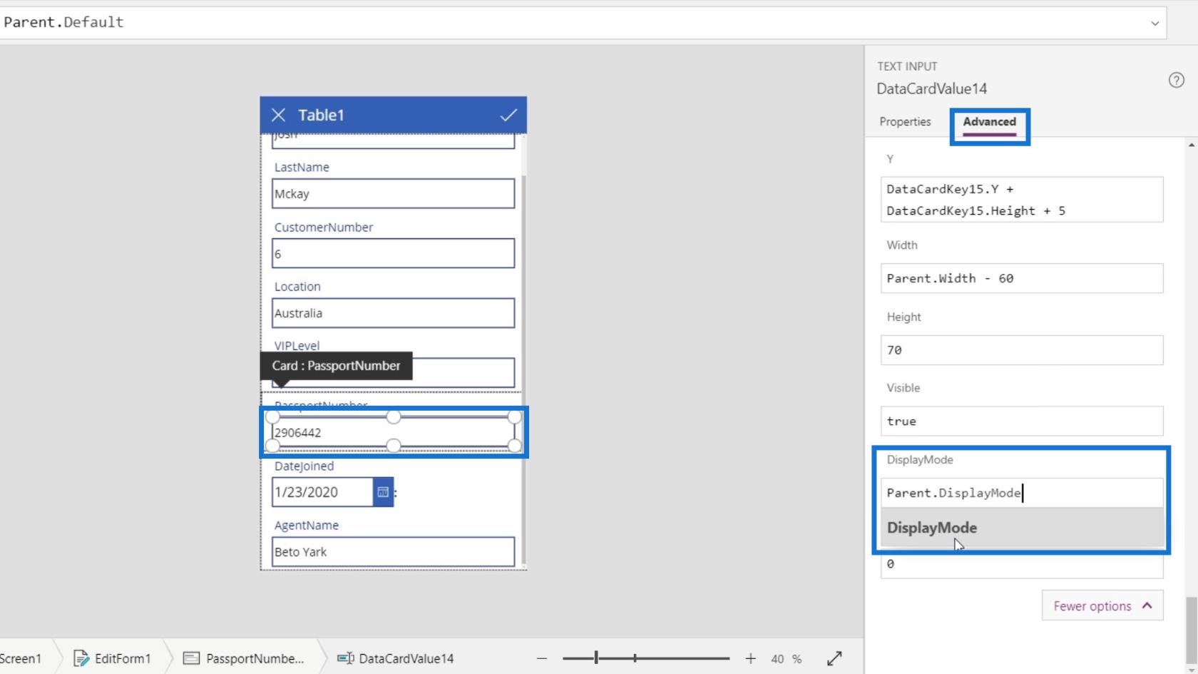 PowerApps 画面: 編集と更新
