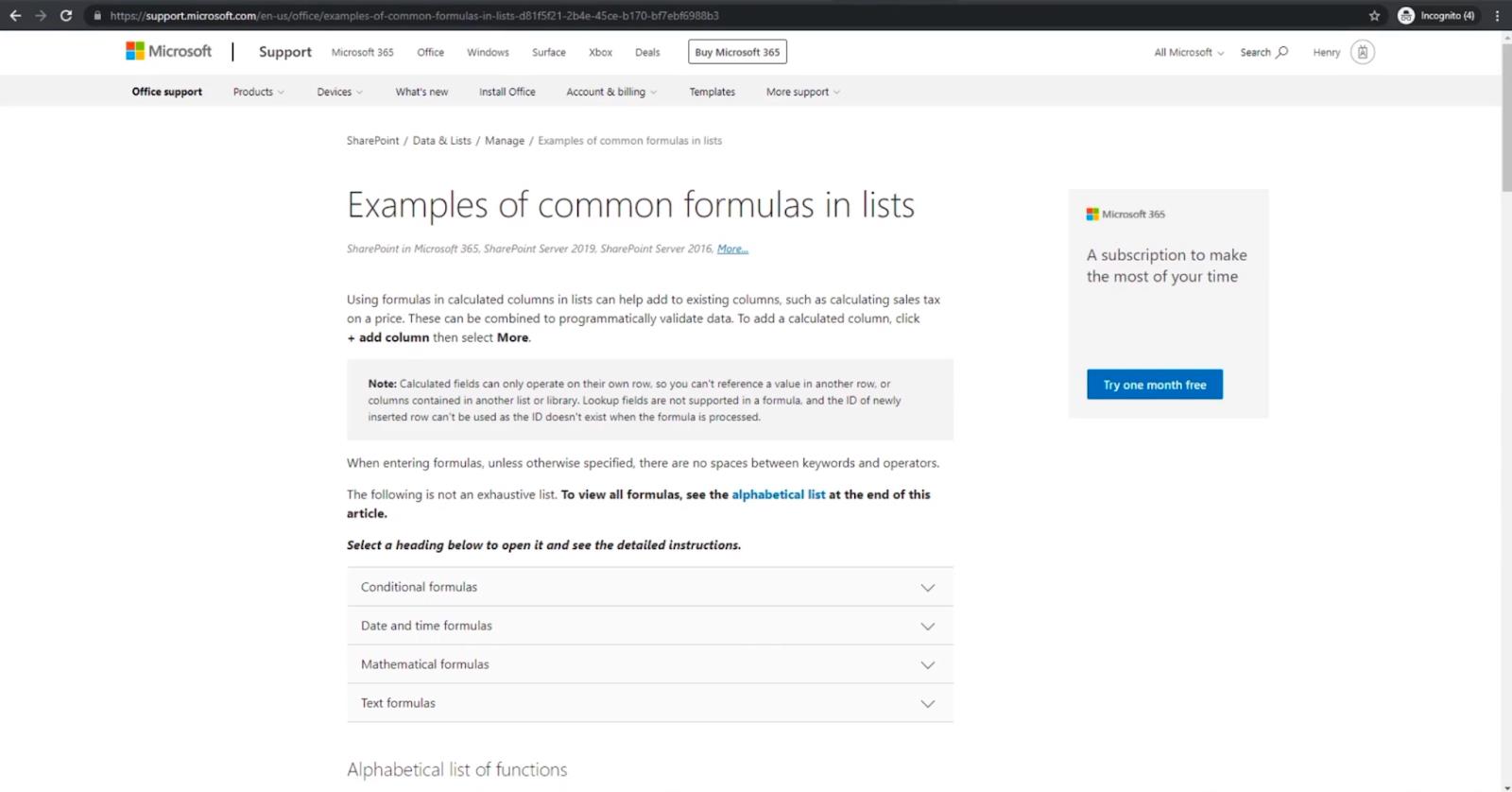 SharePoint の計算列 |  概要