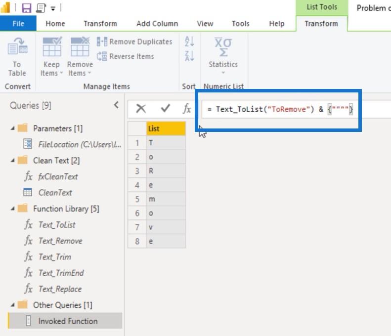 Power Query でのカスタム テキスト クリーニング関数の作成