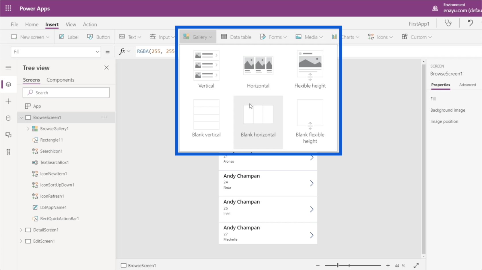Power Apps 環境：正確設置應用程序元素