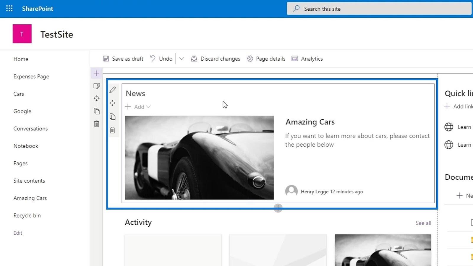 Übersicht und Erstellung der SharePoint-Homepage