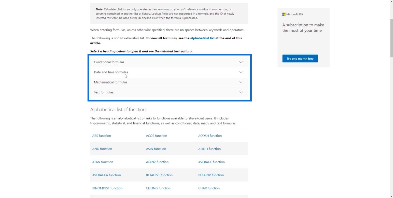 SharePoint の計算列 |  概要
