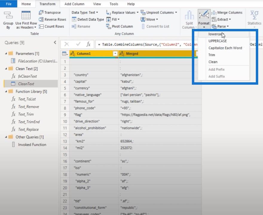 Power Query でのカスタム テキスト クリーニング関数の作成