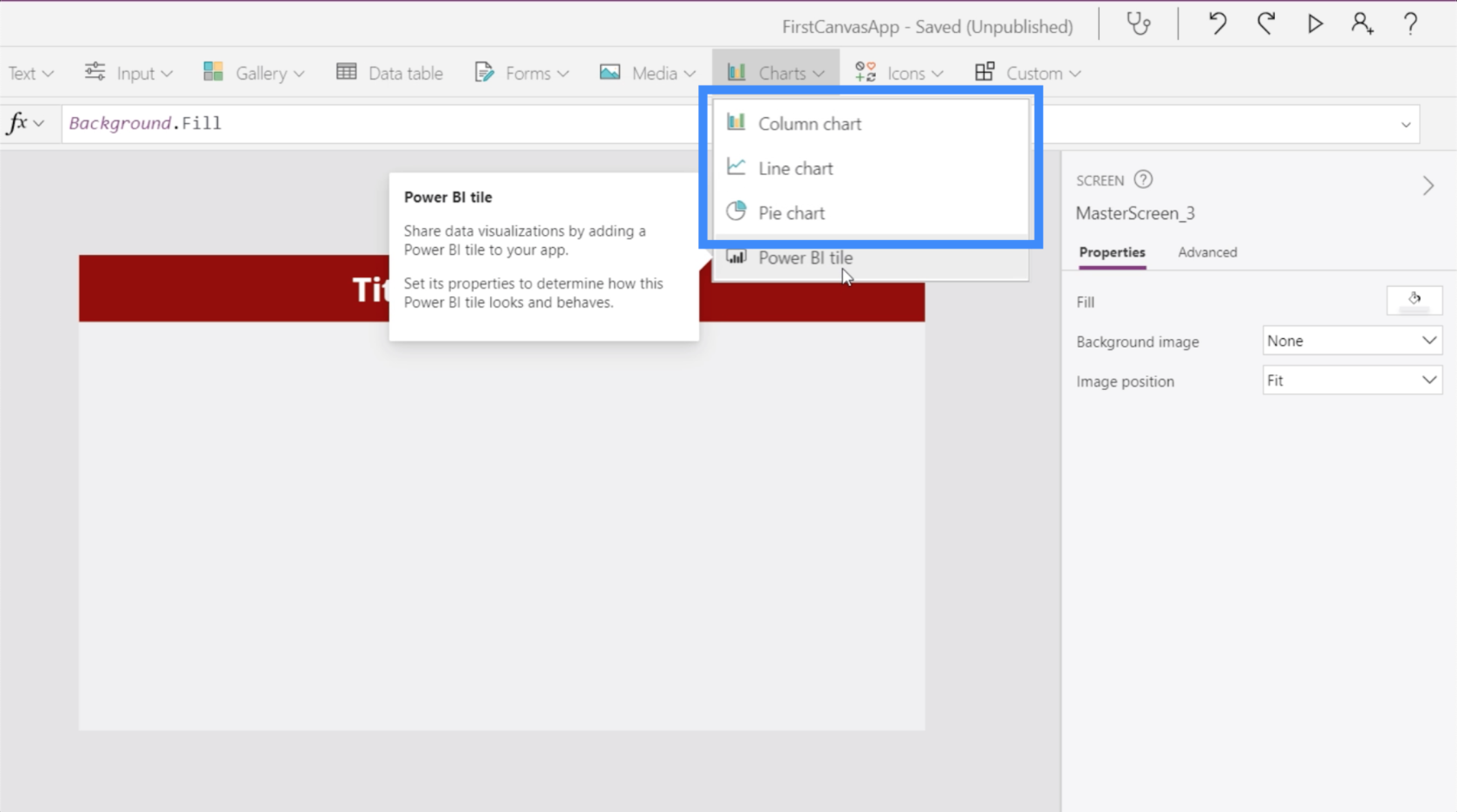 PowerApps 圖表、圖形和動態圖像