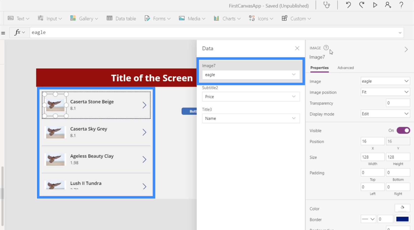PowerApps 圖表、圖形和動態圖像