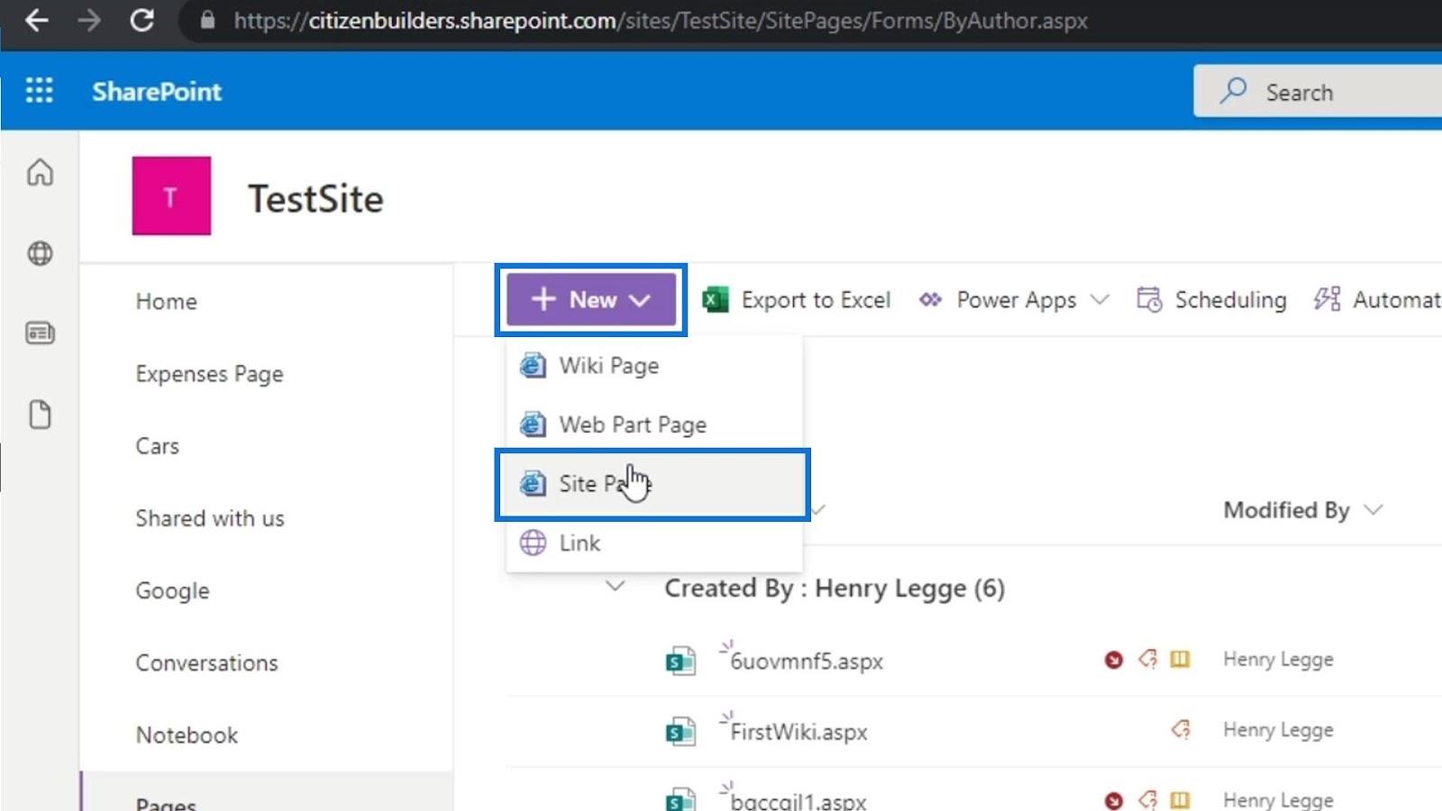 Übersicht und Erstellung der SharePoint-Homepage