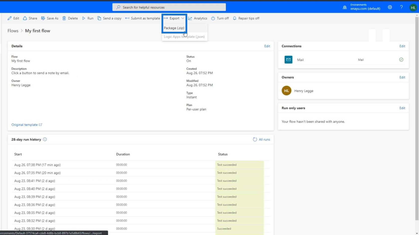 Microsoft Power Automate 中的工作流共享