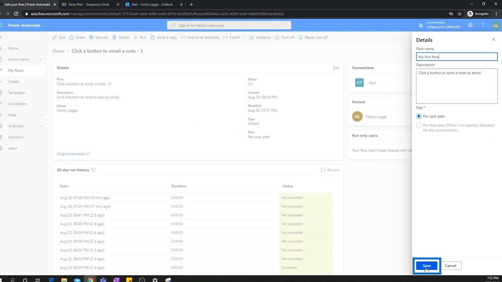 Microsoft Power Automate 中的工作流共享
