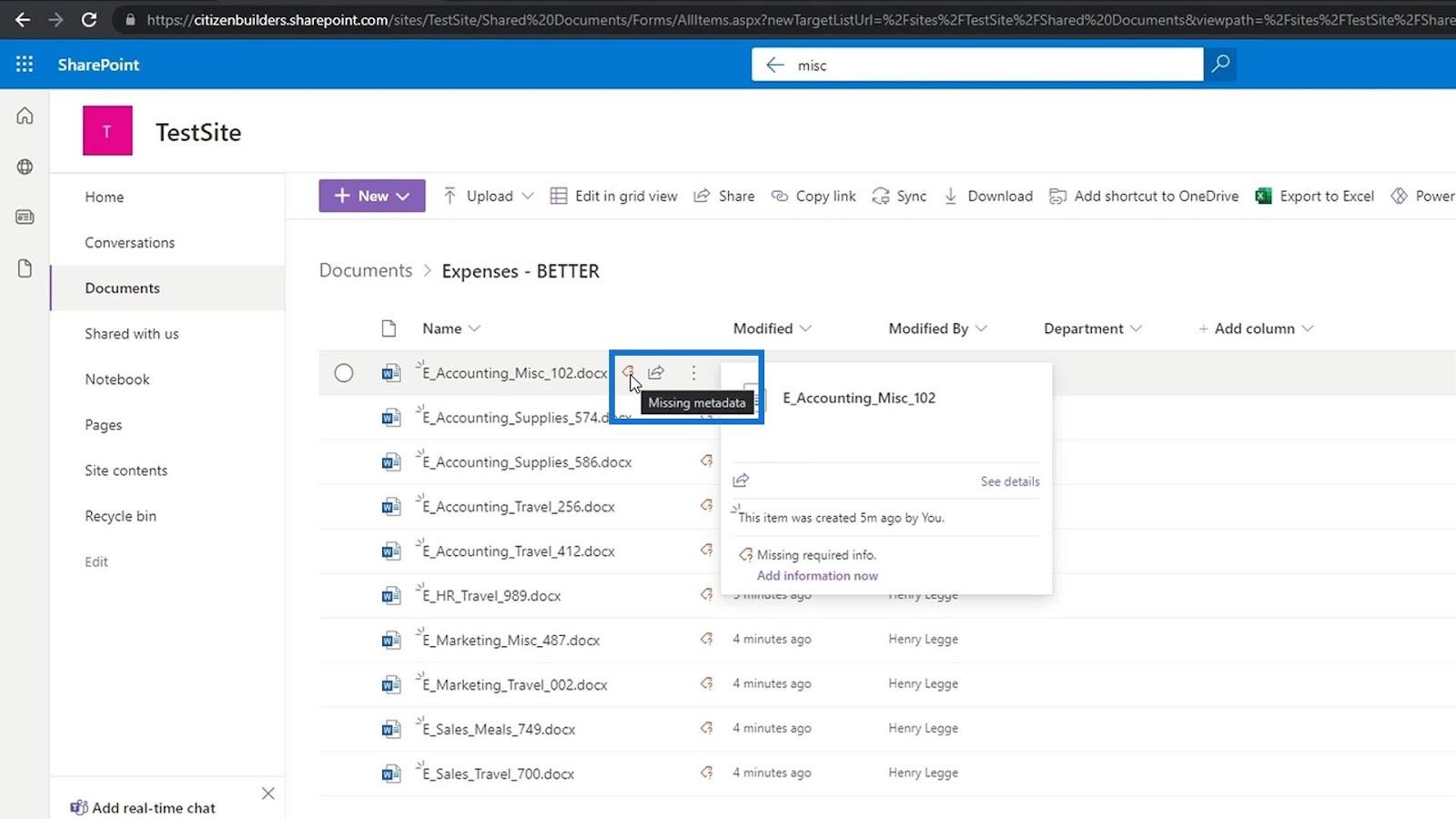 Agregar metadatos en SharePoint usando columnas Agregar metadatos en SharePoint usando columnas
