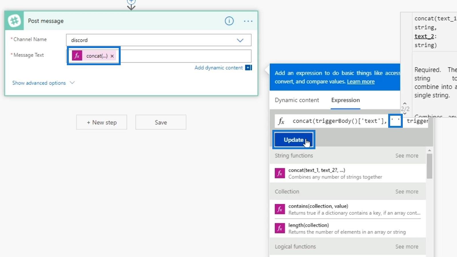 Microsoft Flow 字符串函數：連接和替換