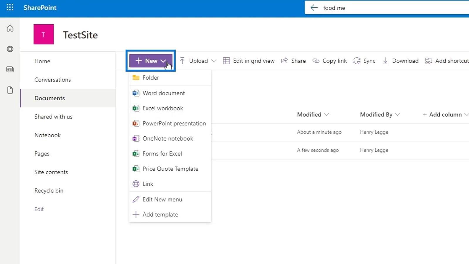 문서 라이브러리용 SharePoint 템플릿