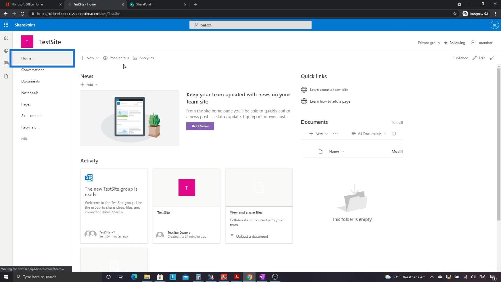 SharePoint 網站 |  佈局和菜單演練