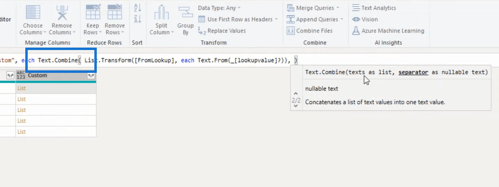 Tutorial do Editor do Power Query: extrair valores de campo de registro de listas