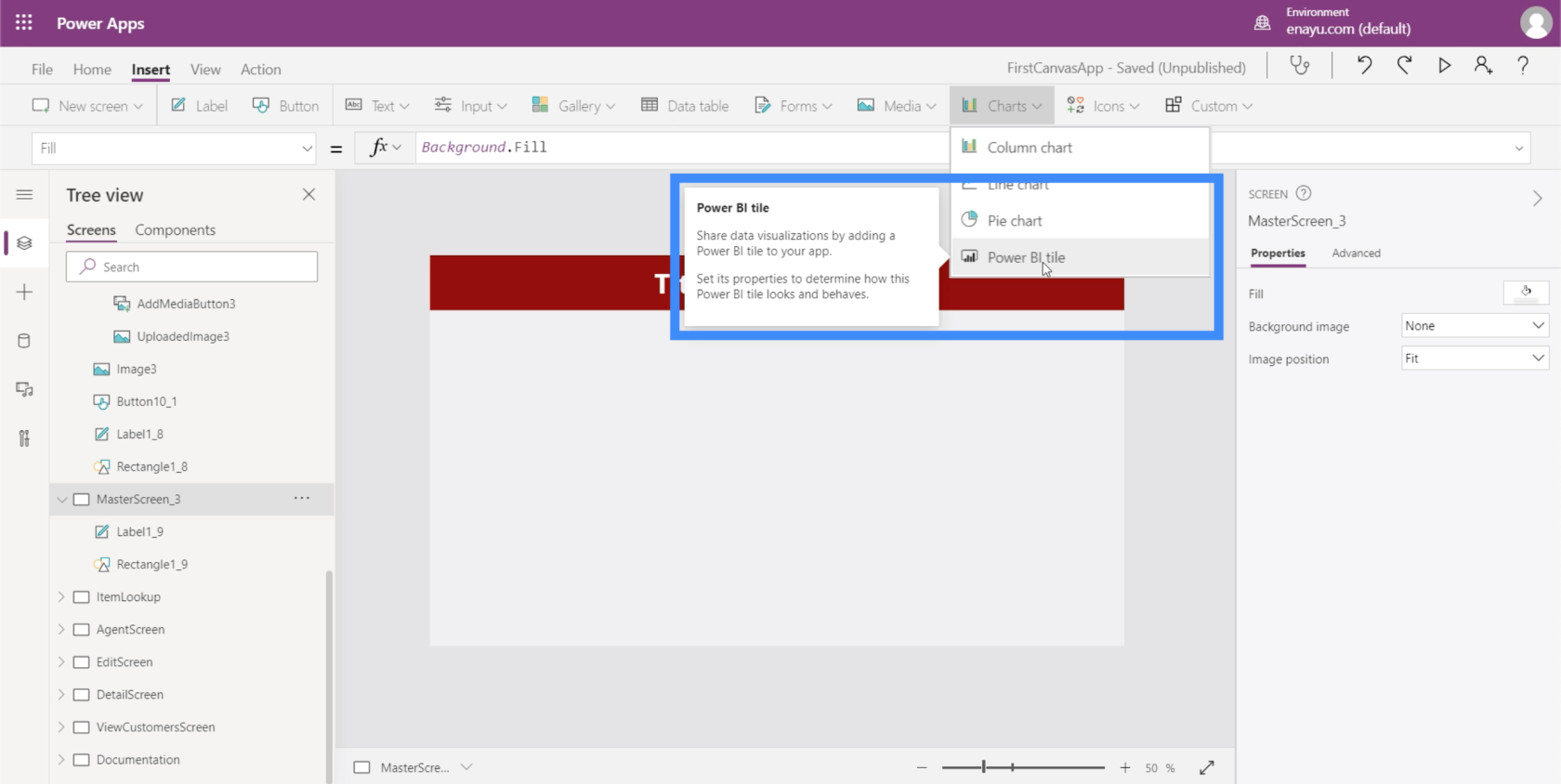 PowerApps 圖表、圖形和動態圖像