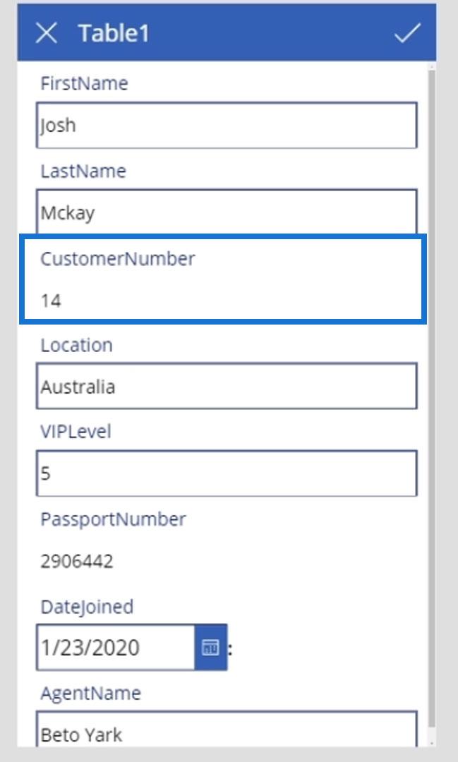 PowerApps 画面: 編集と更新
