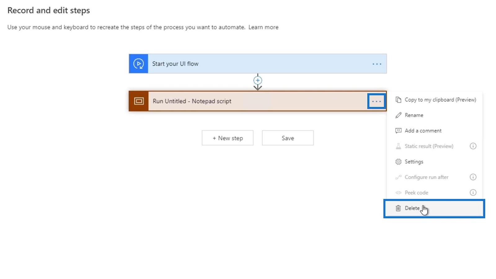Microsoft Power Automate 中的 UI 流輸入
