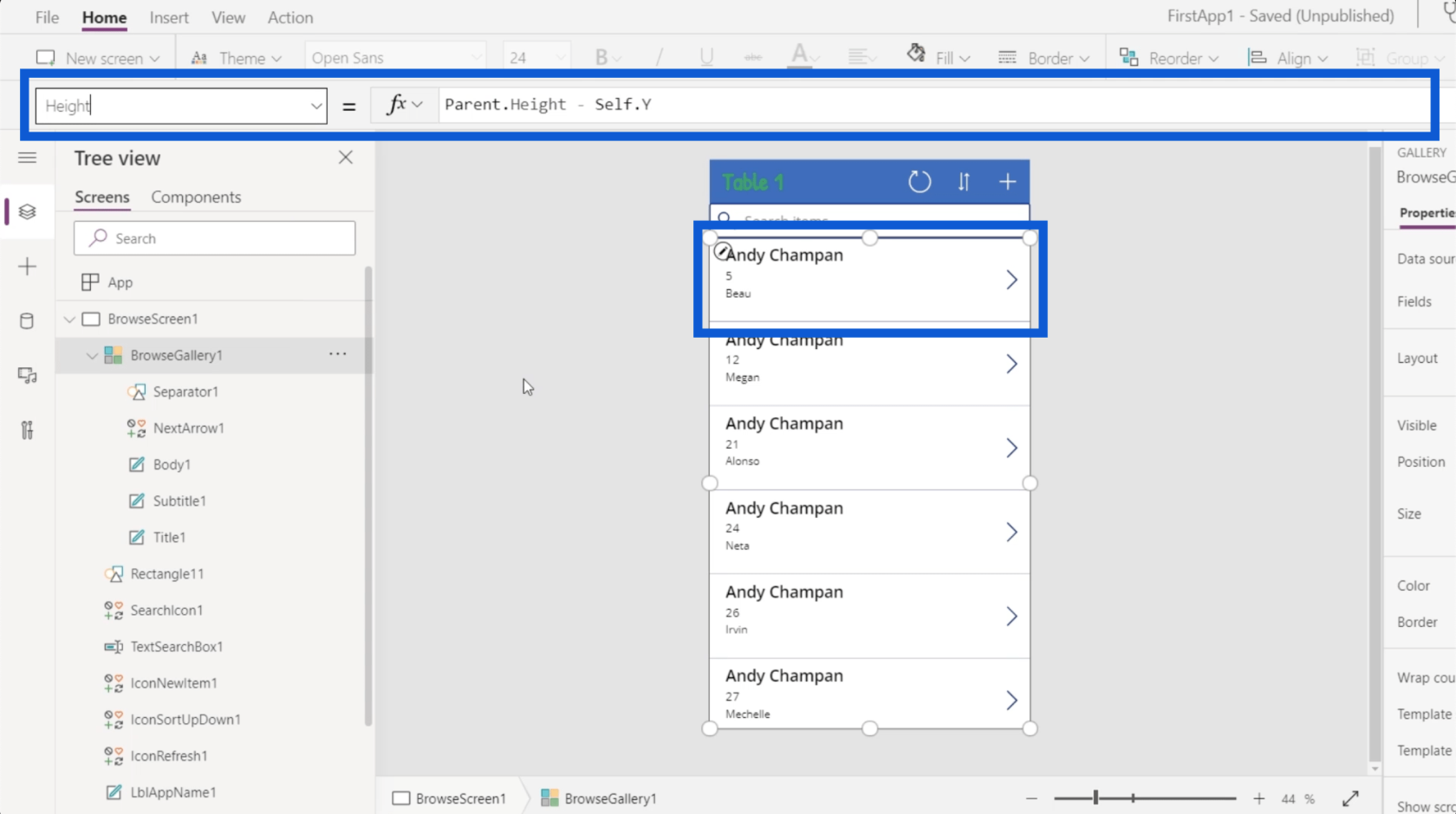 Power Apps 環境：正確設置應用程序元素