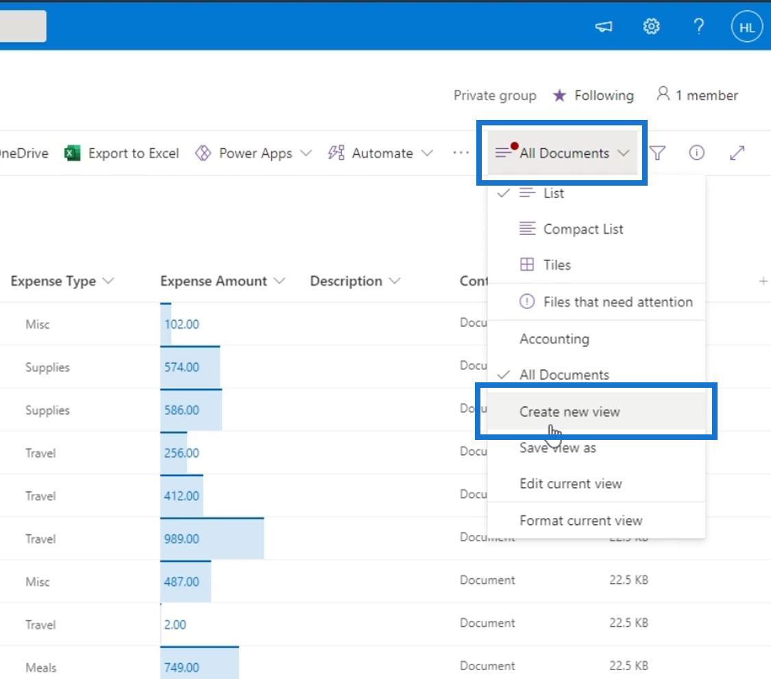 MS SharePoint ビュー |  作成と保存