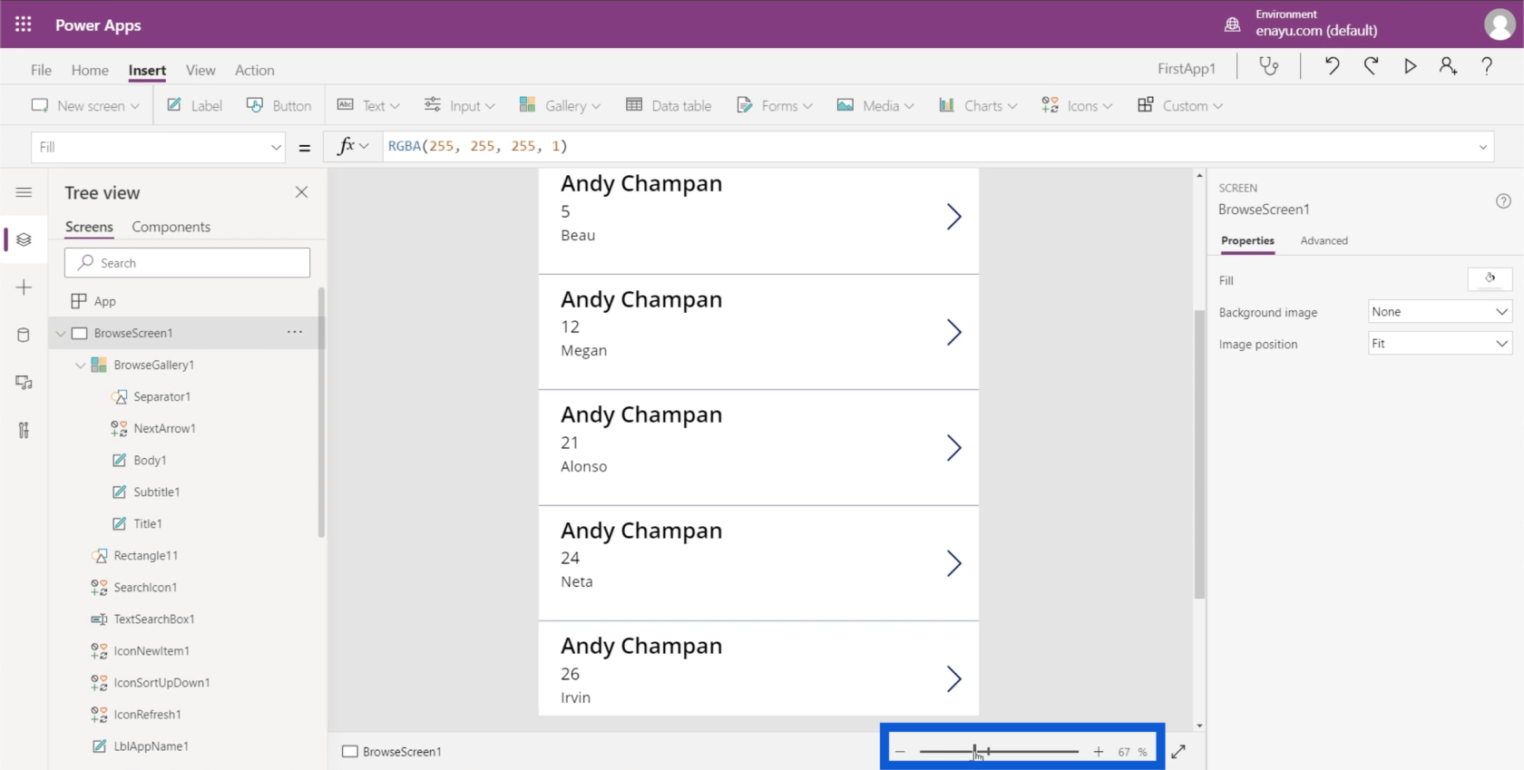 Power Apps 環境：正確設置應用程序元素