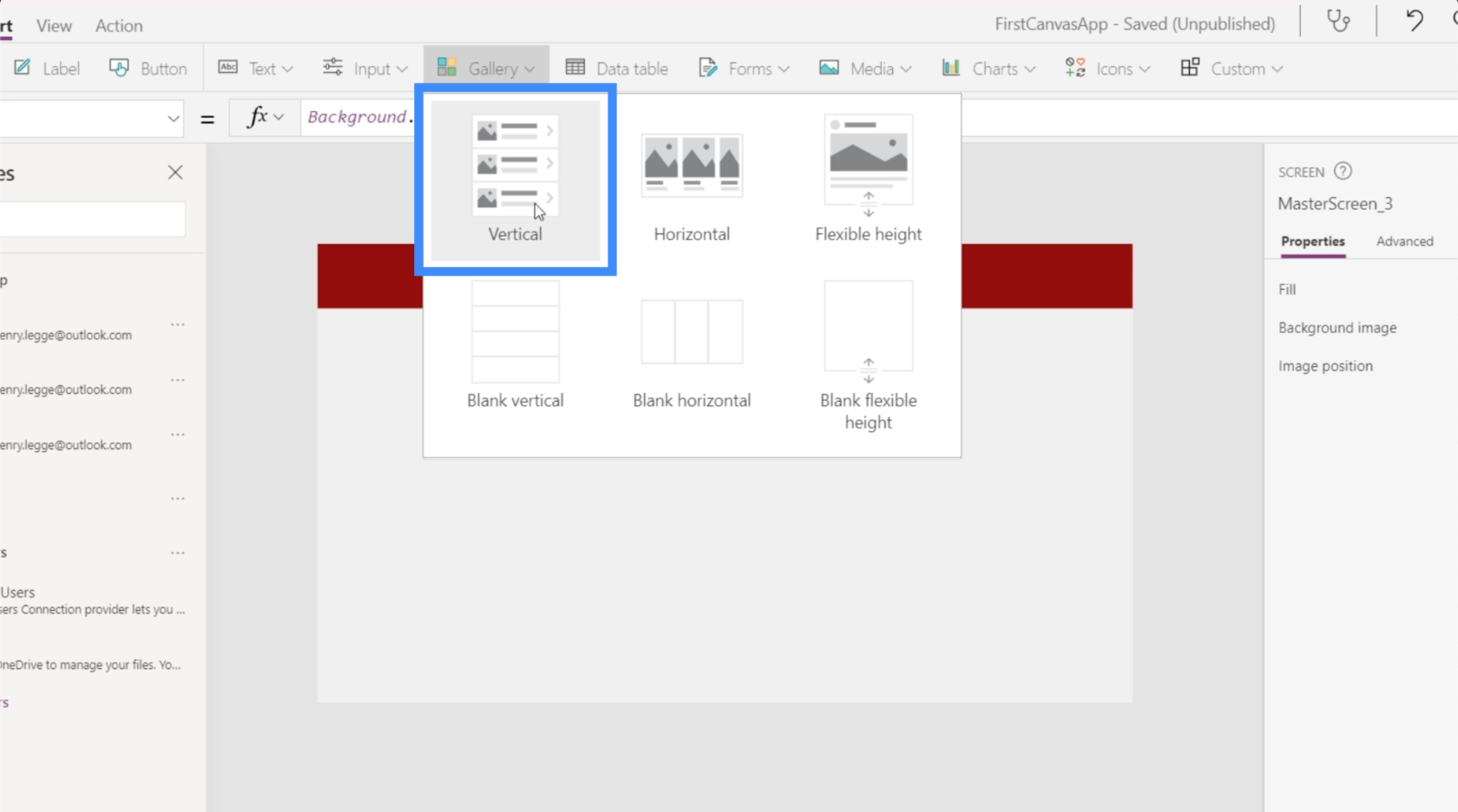 PowerApps 圖表、圖形和動態圖像
