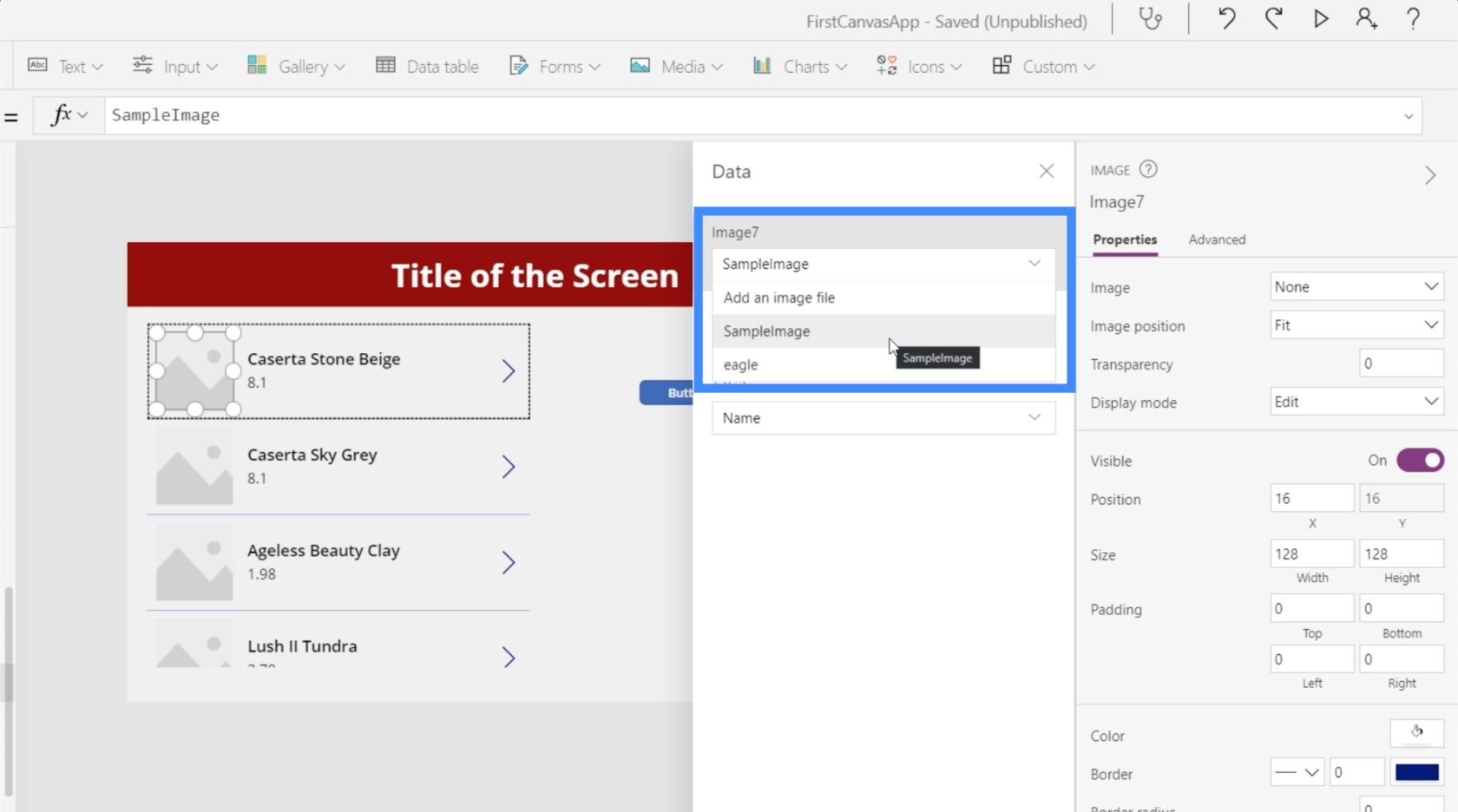 PowerApps 圖表、圖形和動態圖像