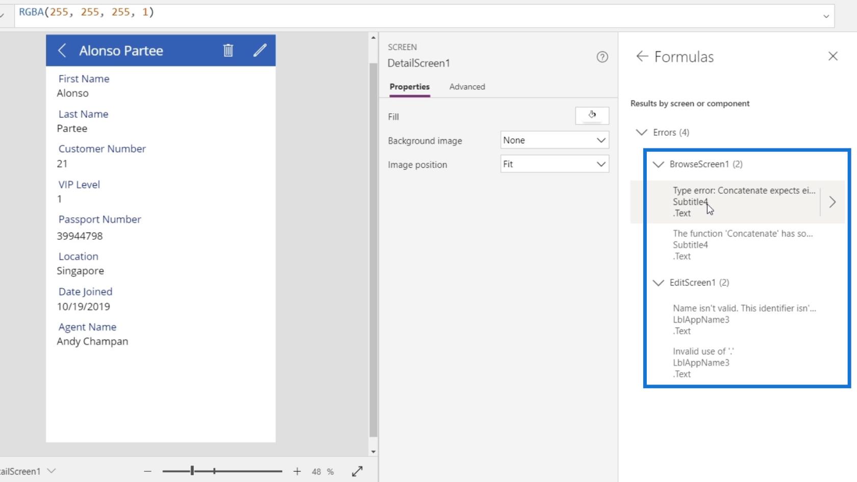 Microsoft Power Apps チュートリアル |  エラーチェック