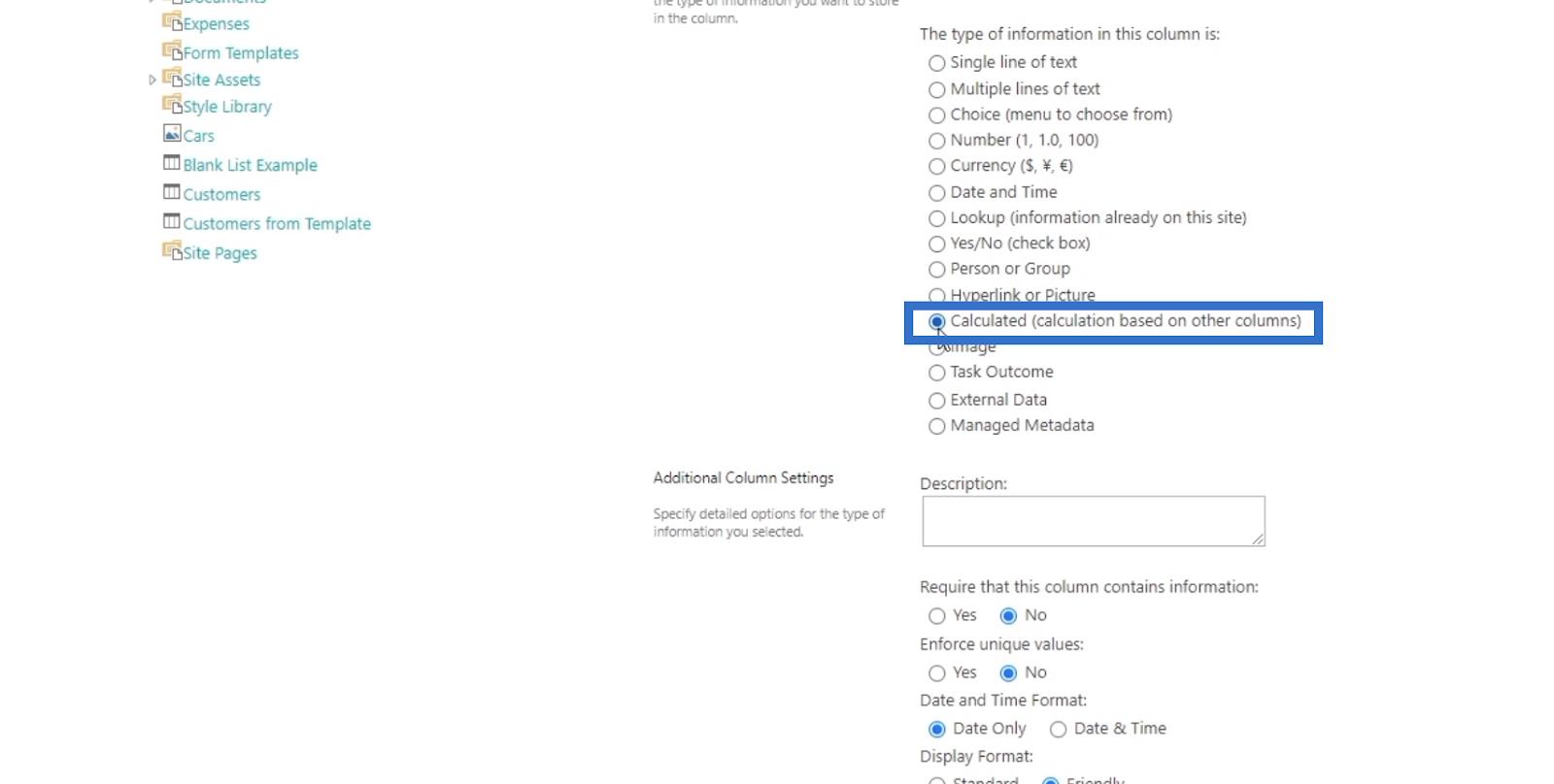 SharePoint の計算列 |  概要