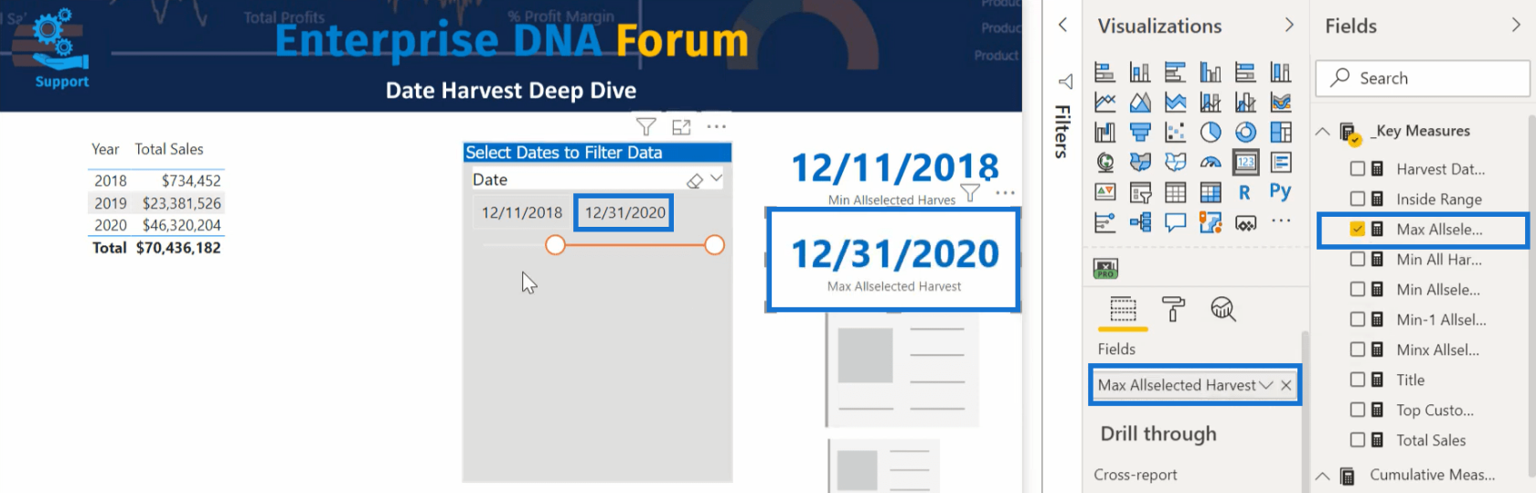 如何使用 DAX 在 LuckyTemplates 中確定收穫日期
