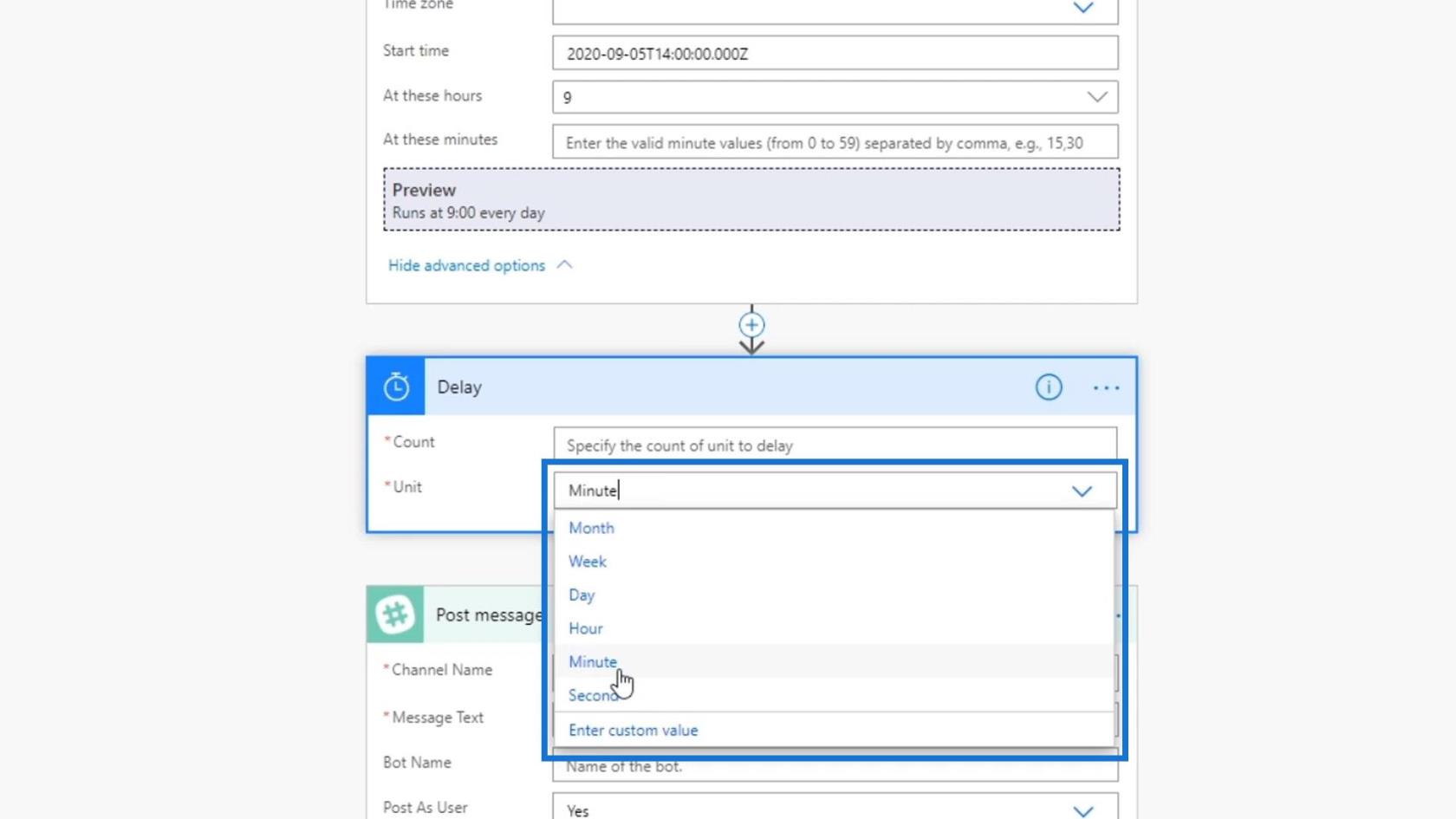 Microsoft Power Automate 中的計劃工作流