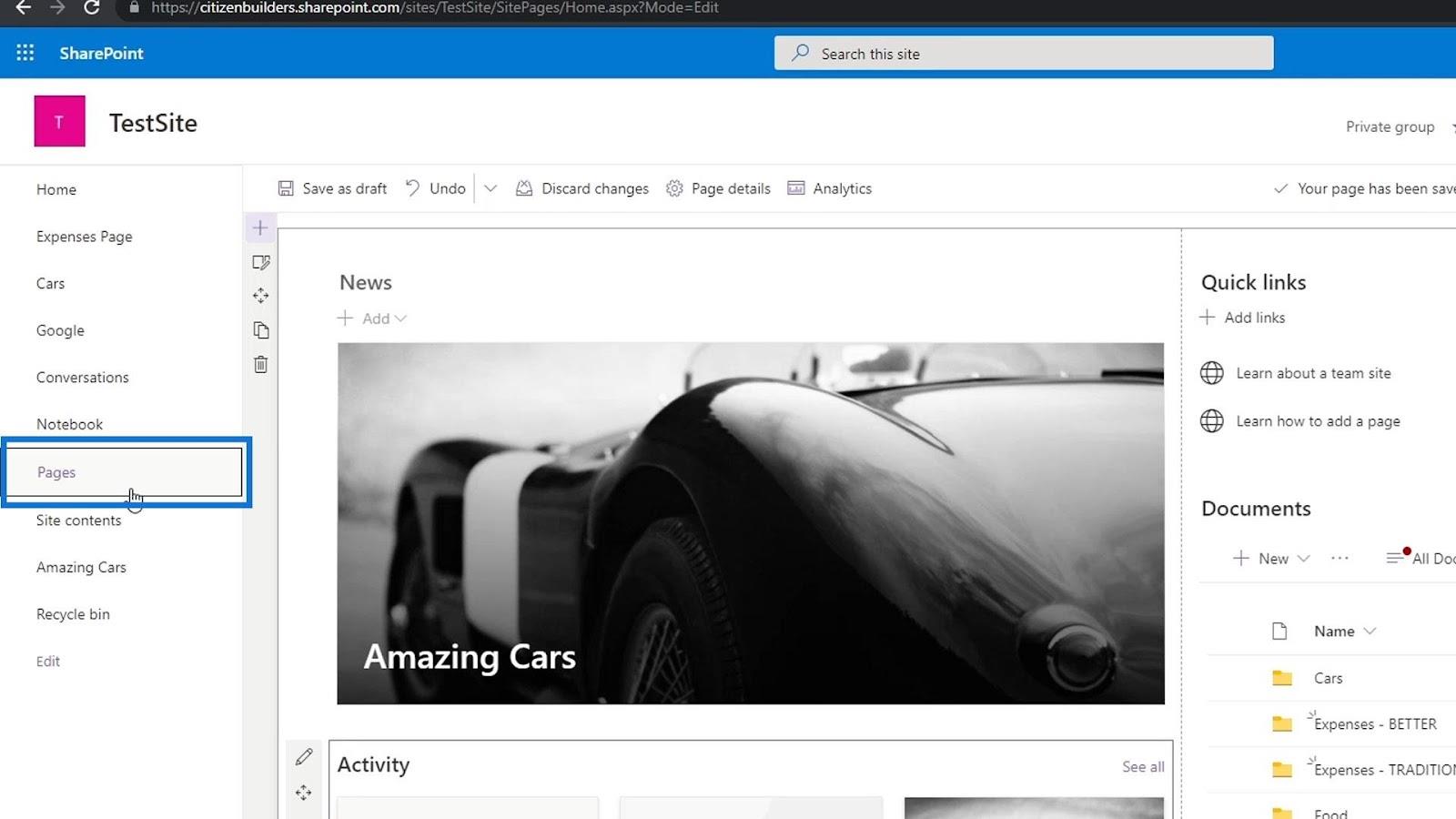 Übersicht und Erstellung der SharePoint-Homepage
