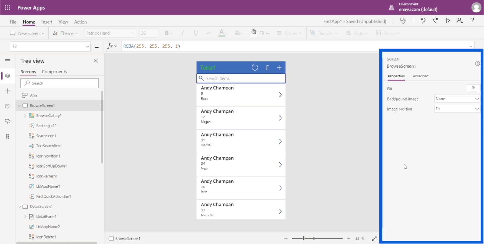 Power Apps 環境：正確設置應用程序元素