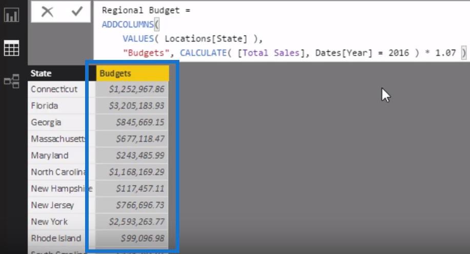 在 LuckyTemplates 中創建新表：如何使用 DAX 自動實施預算和預測