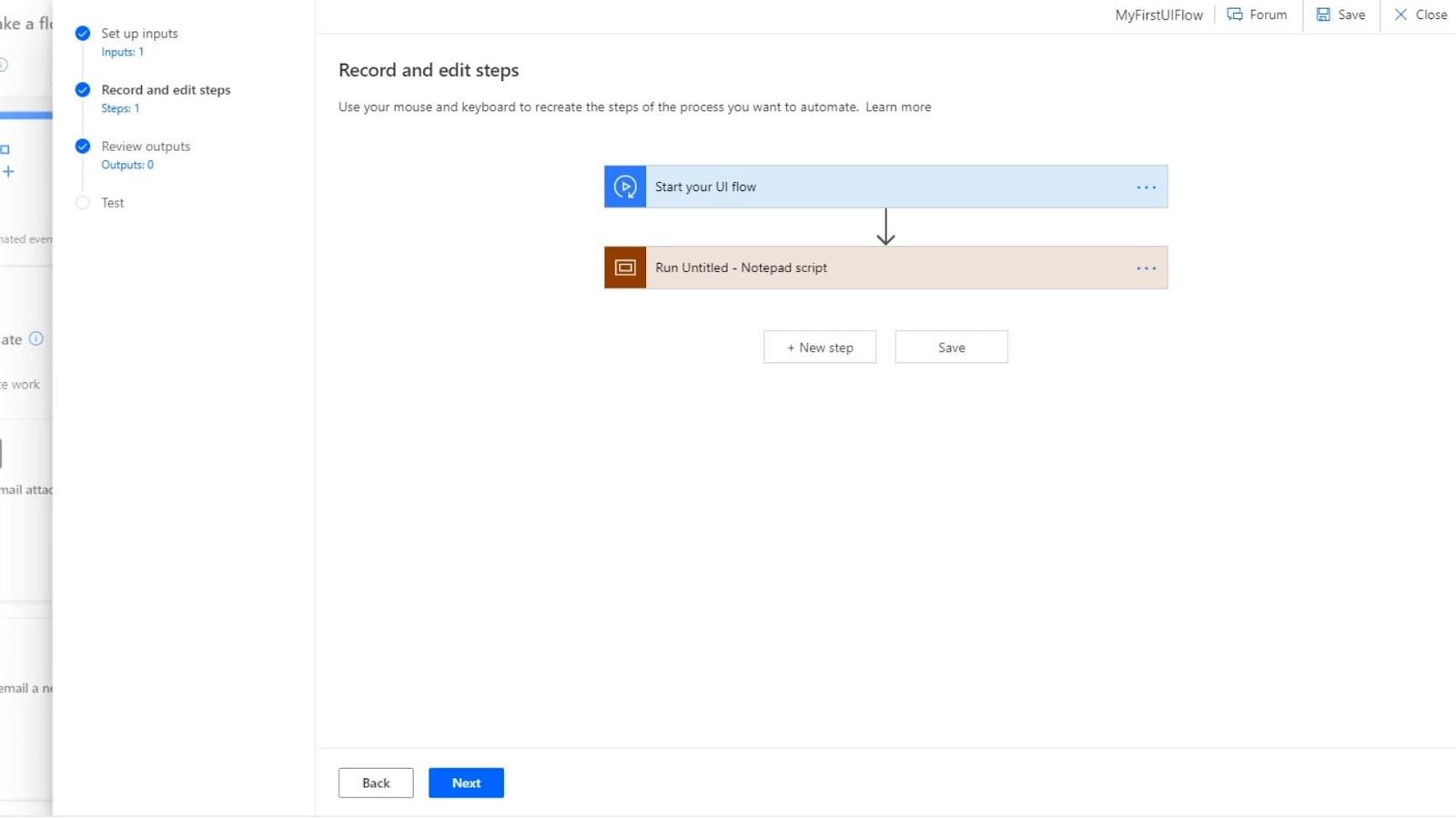 Microsoft Power Automate 中的 UI 流輸入