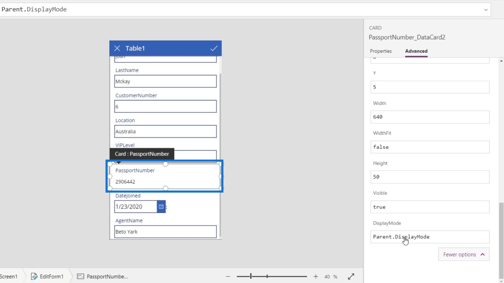 PowerApps 画面: 編集と更新