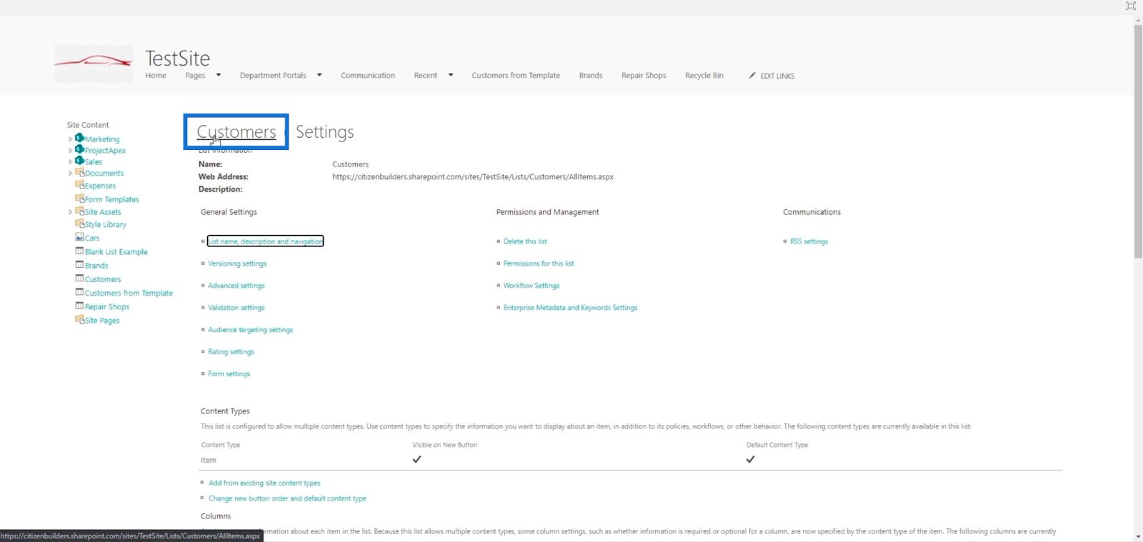 SharePoint リスト カレンダー ビュー