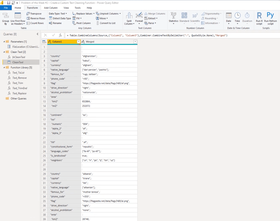 Power Query でのカスタム テキスト クリーニング関数の作成