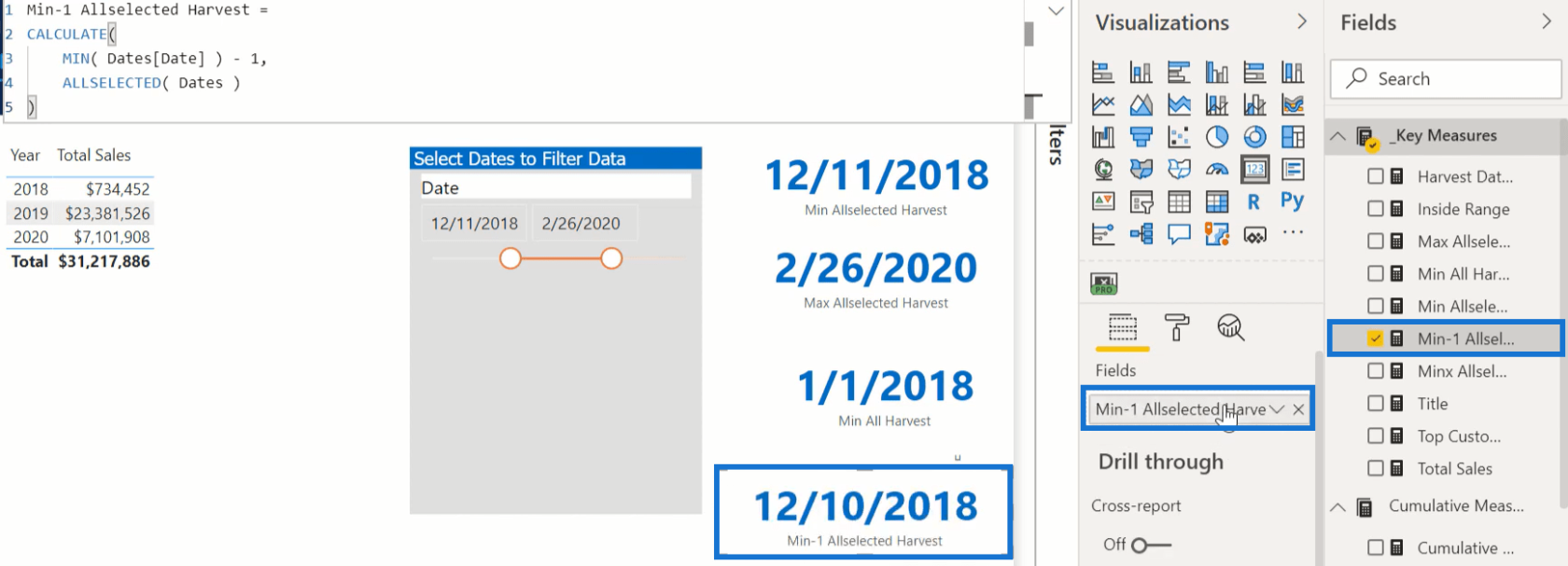 如何使用 DAX 在 LuckyTemplates 中確定收穫日期