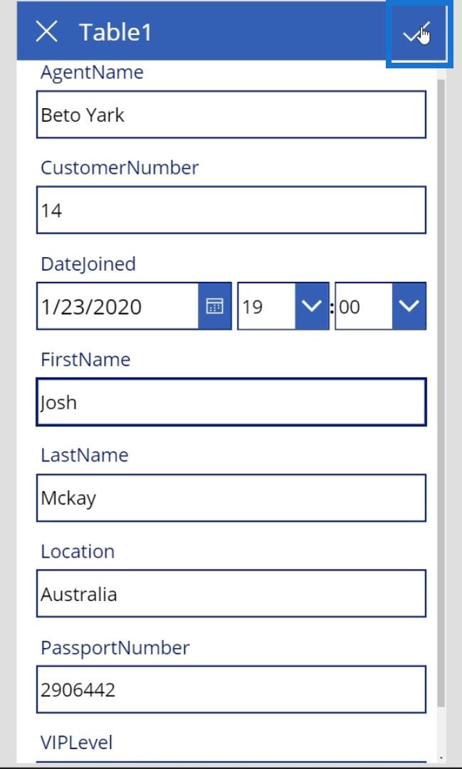 PowerApps 画面: 編集と更新