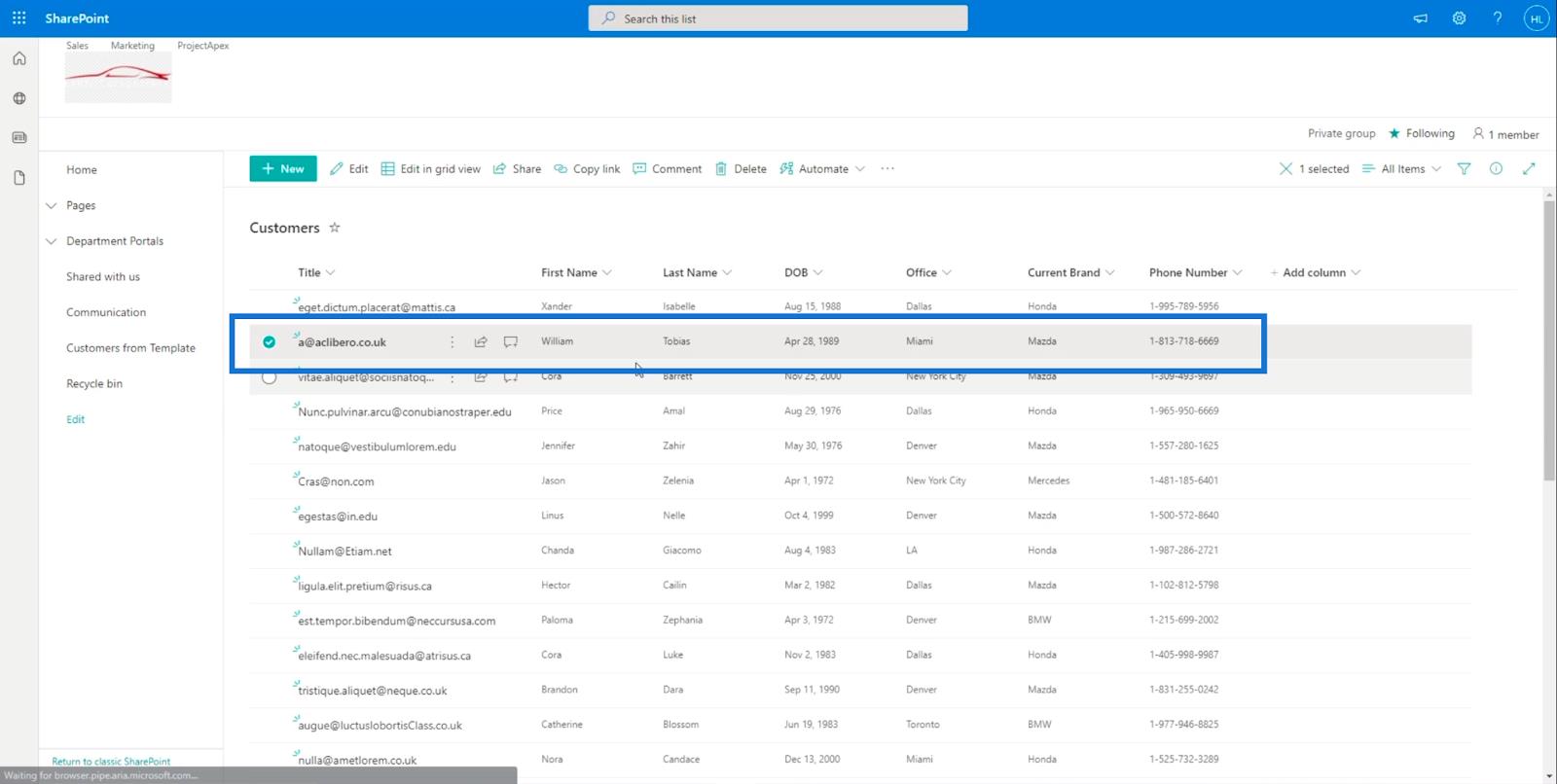 SharePoint リスト アイテム: 単一および複数のアイテムの編集