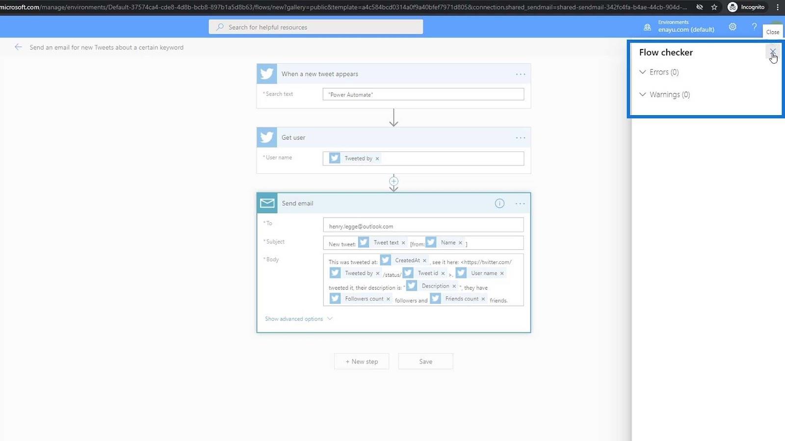 Microsoft Power Automate の自動化されたフロー