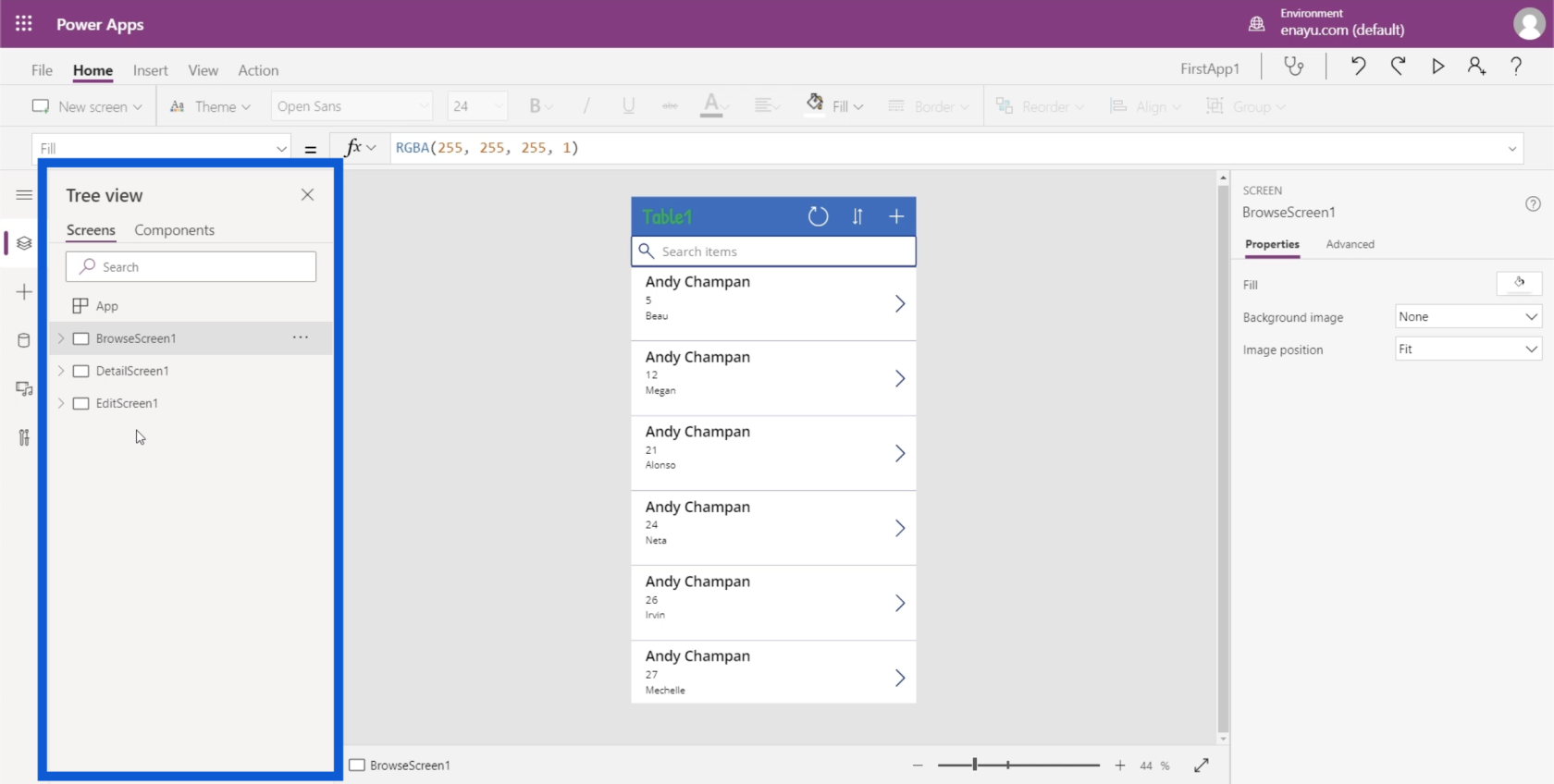 Power Apps 環境：正確設置應用程序元素