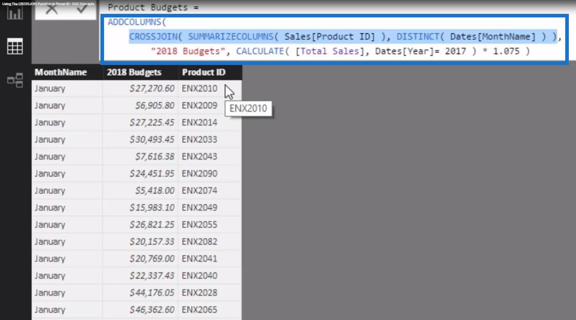如何使用 CROSSJOIN 函數 – LuckyTemplates & DAX 教程